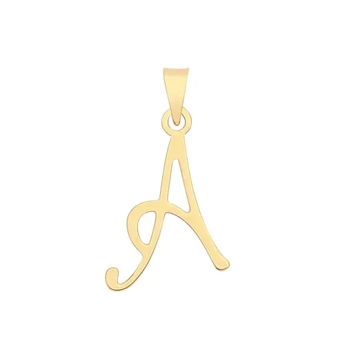 9ct Yellow Gold Script Initial Pendant 19 X 10mm + 5.5mm Bale A